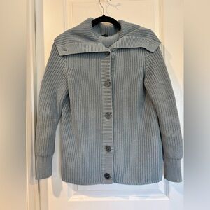 Talbots Bur Gray Ribbed Cardigan Sweater Petite M